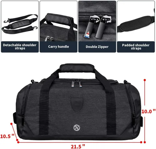 Miniatura 4 de Bolsa de lona para gimnasio impermeable bolsa de viaje para hombres y mujeres bolsa de noche con compartimento para zapatos Negro talla única