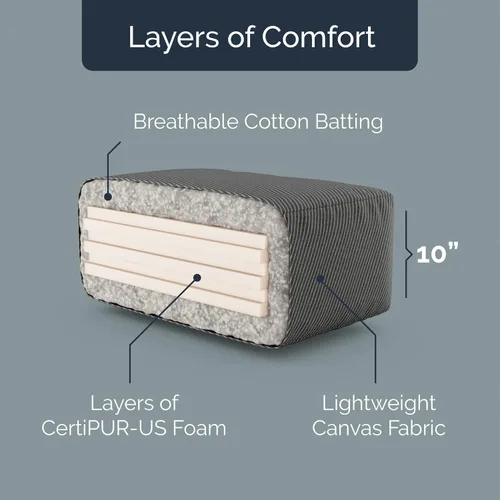 Miniatura 2 de Loosh Principal Colchón de espuma viscoelástica para sofá cama de tamaño matrimonial de 6 pulgadas, fabricado en Estados Unidos, beige, sin marco