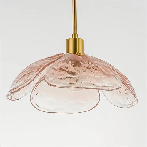 Miniatura 6 de Lámpara colgante con pantalla de vidrio con forma de flor retro, lámpara colgante de techo pequeña para dormitorio, isla de cocina, comedor, sobre