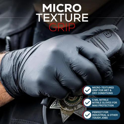 Miniatura 2 de First Glove - Guantes desechables de nitrilo Volt de 6 milésimas de pulgada negros, guantes de limpieza seguros para alimentos para cocina, hogar