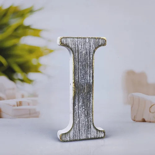 Miniatura 11 de Letras de madera rústica sin terminar de 4 pulgadas para decoración de pared, letras decorativas de pie en rodajas, decoración de tablero