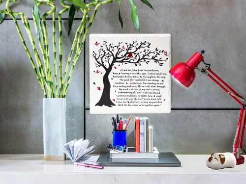 Miniatura 6 de Una Rama Ha Caído del Árbol Familiar Placa de Simpatía con Soporte de Madera En memoria amorosa de ser querido Decoración de Pared Decoración