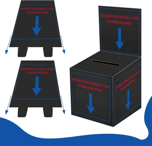 Miniatura 5 de Paquete de 12 cajas de rifa Caja de donación para recaudación de fondos, cajas de votación de cartón con ranura para boleto y cabecera extraíble