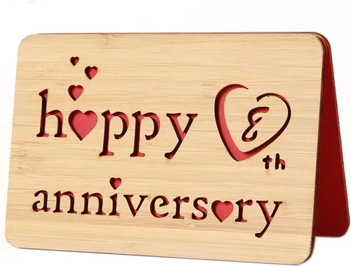 Miniatura 40 de Tarjeta de felicitación de madera para el primer aniversario, hecha a mano, 1 año, aniversario de boda, tarjeta de primer aniversario para ella, él