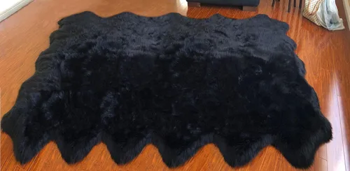 Miniatura 84 de LAMBZY Alfombra sintética de piel de oveja auténtica, con textura inferior gruesa, fuerte, fácil de lavar, resistente a las manchas, perfecta