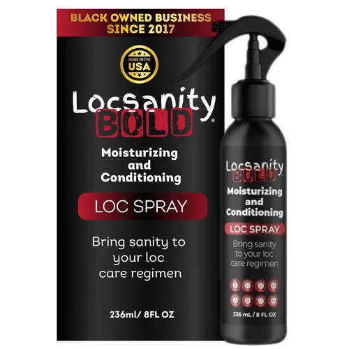 Loc Spray – Locsanity BOLD - Spray hidratante diario para rastas, rastas, ligero para el cuero cabelludo y el cabello, spray acondicionador natural