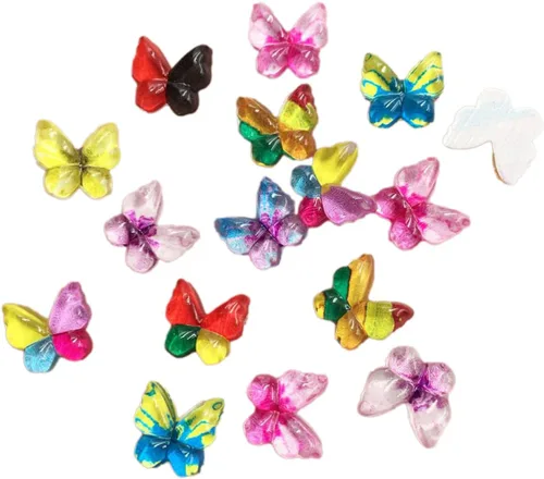 Miniatura 11 de Diamantes de imitación de mariposa con parte trasera plana, 80 unidades de 0.394 pulgadas, dijes de mariposa de resina para uñas, adornos, álbumes