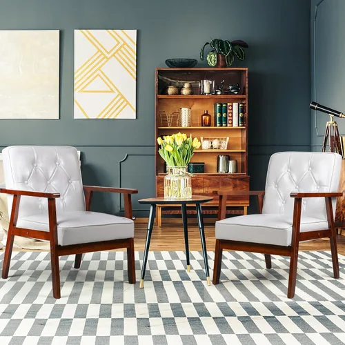 OFIKA Juego de 2 sillas decorativas, tapizadas y gruesas, sillón de lectura retro con cojín suave, sillón de salón para sala de estar, dormitorio,
