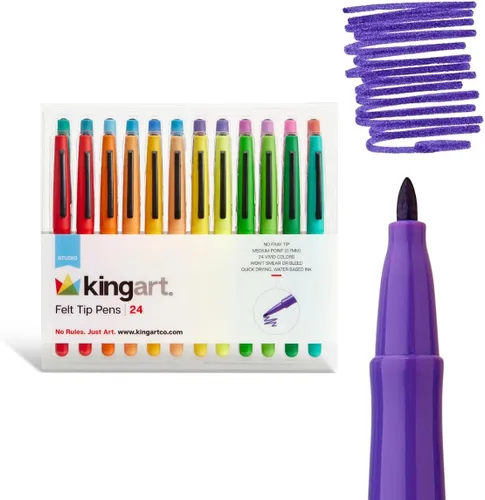 Miniatura 7 de KINGART Studio - Bolígrafos de punta de fieltro, 6 marcadores de tinta negra, punta media de 0.028 in, a base de agua, resistentes a las manchas