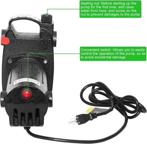 Miniatura 4 de 501B1-U Bomba de transferencia de agua 115V 1/2 HP 1500 GPH Bomba de transferencia de agua de alta presión con filtro de succión y conectores