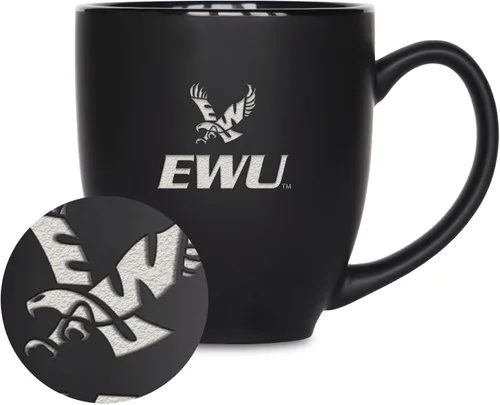 Miniatura 149 de Rico Industries - Taza de cerámica mate negra con grabado láser estándar de 15oz para NCAA (escuelas T & U) - Para bebidas calientes o frías