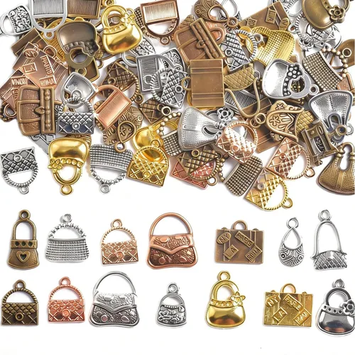 Miniatura 27 de stino - Abalorios de metal para hacer joyas 100 gramos, lote de adornos tibetanos en plata y bañados en oro para hacer joyas de collar, aretes