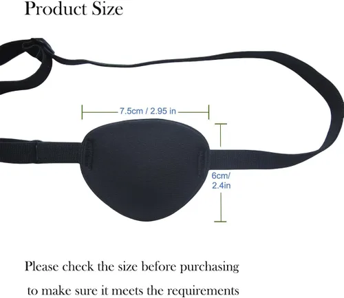 Miniatura 5 de 2 parches de ojos negros para adultos y niños, parche para ojos izquierdo o derecho, parche plano ajustable para debajo de los anteojos, disfraz