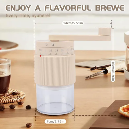 Miniatura 3 de Molinillo de café manual con 95 rebabas cónicas de cerámica, 35 ajustes de molienda ajustables, molinillo de café portátil para expreso, verter