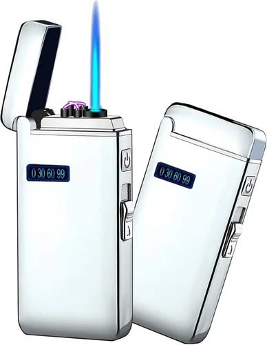 Miniatura 15 de Arc Jet - Encendedor de llama, 2 en 1, eléctrico recargable por USB, a prueba de viento, encendedor infinito, butano recargable para puros