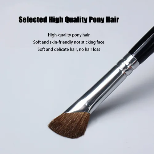 Miniatura 3 de Cepillo de sombra de ojos, 2 unids forma de hoz suave poni pelo sombreado sombra nasal cepillo juego, mango de madera negro 2 PIEZAS