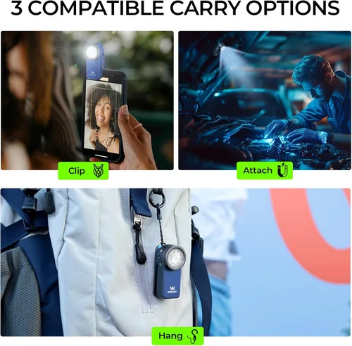 Miniatura 7 de Wurkkos HD03 - Linternas recargables luz EDC con clip, linterna brillante de bolsillo de 680 lúmenes, combina foco/reflector/luz RGB, magnética