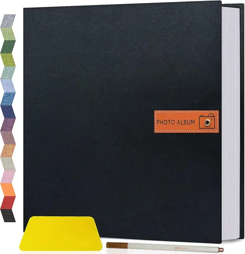 Miniatura 34 de Popotop Álbum de fotos grande autoadhesivo 4x6 5x7 8x10, álbum de recortes DIY, libro de fotos, regalos para mamá, familia, bebé y boda, con Azul