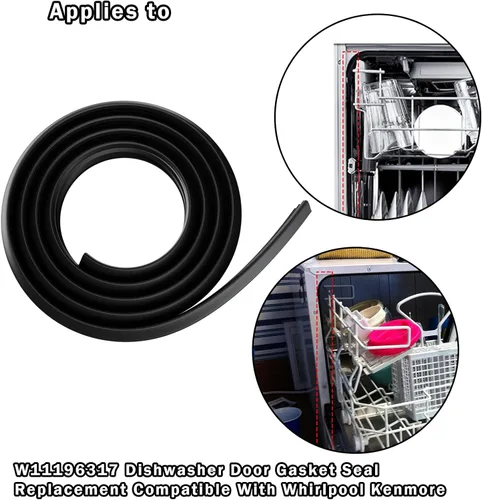 Miniatura 4 de W11196317 Reemplazo de sello de junta de puerta de lavavajillas compatible con lavavajillas Whirlpool Kenmore reemplaza AP6327300 WPW10112096