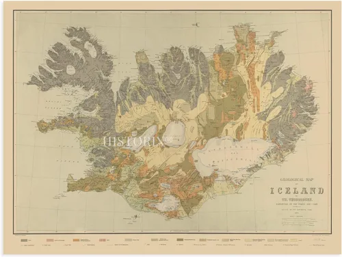 Miniatura 6 de HISTORIX Vintage 1901 Iceland Map - Arte de pared de historia geológica de 18 x 24 pulgadas