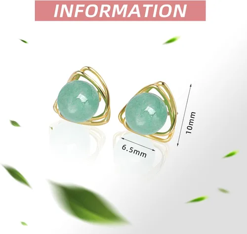 Miniatura 97 de Jade Earrings Studs,Green Jade Earrings for Women,925 Sterling Silver Earrings Studs for Sensitive Ears,Handmade Jade Earrings for Birthday
