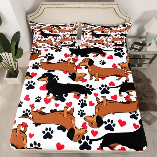 Miniatura 13 de Feelyou Juego de sábanas bajeras de alpaca para niños, lindo juego de ropa de cama con diseño de llama y donas de dibujos animados, juego de sábanas
