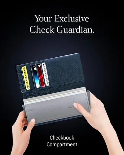 Miniatura 5 de Funda de cuero genuino para hombres y mujeres Funda para libro de cheques para duplicar cheques, billetera RFID