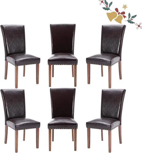 Miniatura 42 de Juego de 2 sillas de comedor Parsons, sillas tapizadas con cabeza de clavo para comedor y cocina con cojines gruesos y patas de madera, verde