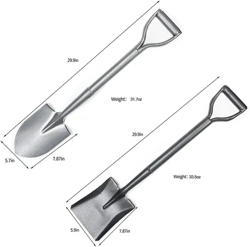 Miniatura 5 de 2 piezas de mango mini pala con palas para excavar – Pala de punta cuadrada de metal – pala recta de acero (wh000007)