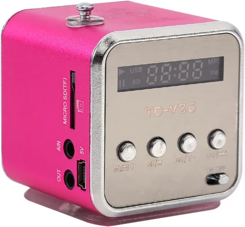 Miniatura 6 de Mini música de altavoz, FM Radio PC Soporte de moda Reproductor de CD estéreo portátil Radio portátil con la mejor tarjeta TF y disco U verde ()