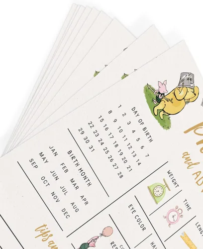 Miniatura 5 de Printed Party Tarjetas de predicciones y consejos de bebé – Tema clásico de Winnie Pooh, juego de baby shower para invitados, actividad