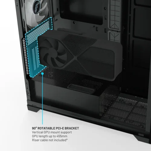 Miniatura 5 de Valkyrie VK-02 Lite Mid Tower ATX PC Case Soporta hasta 13 Ventiladores 3 360/16.535 in Radiadores Vidrio Templado Panel Lateral Iluminación ARGB