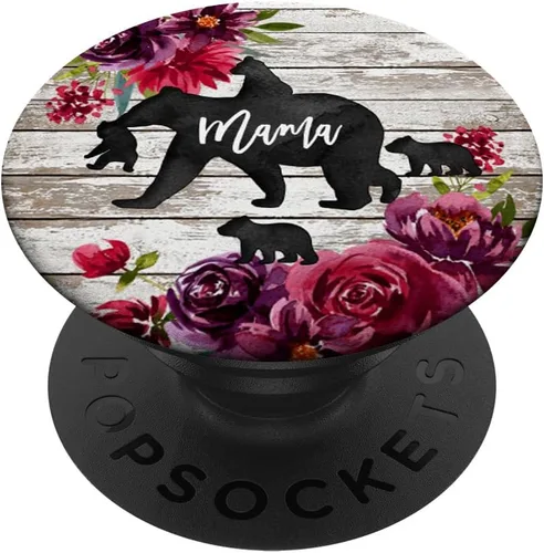 Miniatura 6 de Mama Bear Four Baby Cubs - PopSockets PopSockets de madera rústica de granero burdeos PopSockets PopGrip: agarre intercambiable para teléfonos