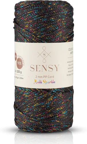 Miniatura 180 de Sensy Premium Cuerda de Poliéster de 2mm 251 Yardas Cuerda de Polipropileno 100% Cordón de Macramé 2mm Cordón para Bolsa de Ganchillo Cuerda
