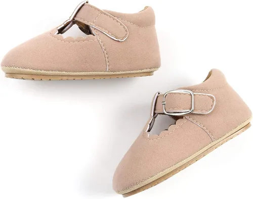 Miniatura 4 de SOFMUO Zapatos deportivos de cuero con cordones para bebés y niñas con suela de goma suave, mocasines Oxford para recién nacidos, mocasines