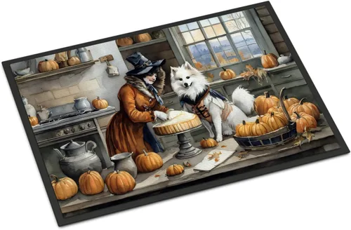 Miniatura 101 de Caroline's Treasures DAC1720MAT Affenpinscher - Tapete de otoño para cocina, con calabazas, 18 x 27 pulgadas, tapete para puerta delantera