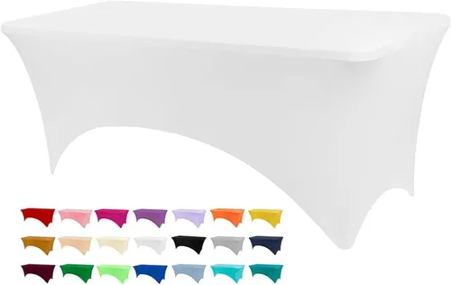 Miniatura 40 de BDDC - Fundas de mesa para mesas de 6 pies, manteles elásticos lavables y resistentes a las arrugas de color azul real de 6 pies para eventos