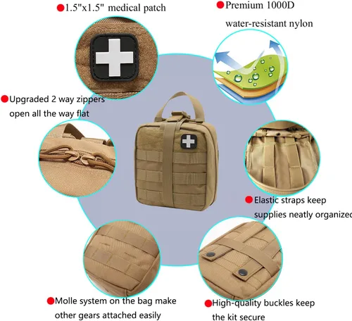 Miniatura 4 de Kit de primeros auxilios médico - Kit Rip-Off 180 piezas resistente al agua Kit de emergencia para camping, senderismo, hogar, exterior, camión