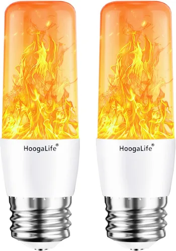 HoogaLife Bombillas de llama, bombillas de luz parpadeante cálida efecto de fuego real, bombilla de llama LED E26 para Navidad, Halloween, fiesta,