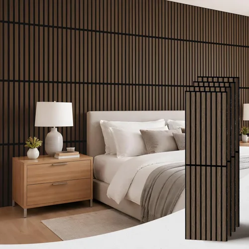 Miniatura 12 de PIWA Paneles de listones acústicos de madera, 94 x 24 pulgadas, 2 unidades, superficie MDF de 0.472 in con núcleo absorbente de sonido de 0.394