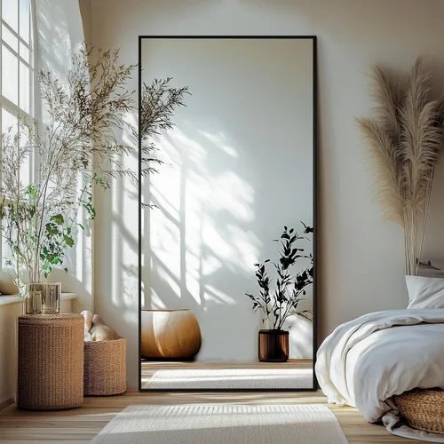 Miniatura 11 de Delma - Espejo de pared de longitud completa, espejo de pie de cuerpo completo, espejo grande de piso para pared, puerta, dormitorio, baño, sala