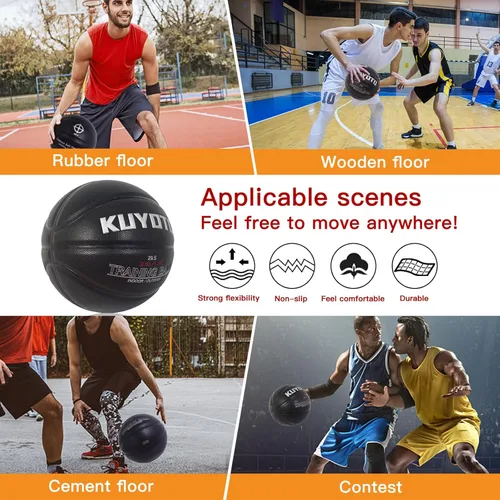 Miniatura 5 de KUYOTQ 3LBS/3.3LBS/2.2LBS Weighted Heavy Training Basketball 29.5/28.5" in and Outdoor Improving Handling Dribbling Passing Rebounding Skill Negro