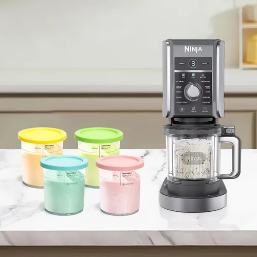 Miniatura 6 de Paquete de 4 pintas y tapas Creami Deluxe, 24oz Tamaño Familiar XL Tazas para Ninja Creami 11 en 1 NC501 NC500 Series Deluxe Ice Maker