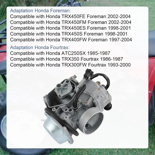 Miniatura 3 de Carburador compatible con Honda TRX350ES/FE/FM/TE/TM Rancher 2000-2006, TRX450FE/FM/ES/S Foreman 1998-2004, TRX350/300FW Fourtrax