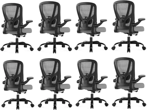 Miniatura 21 de Silla de oficina ergonómica de escritorio, silla de computadora de malla, silla de trabajo transpirable con ruedas, soporte lumbar ajustable, sillas