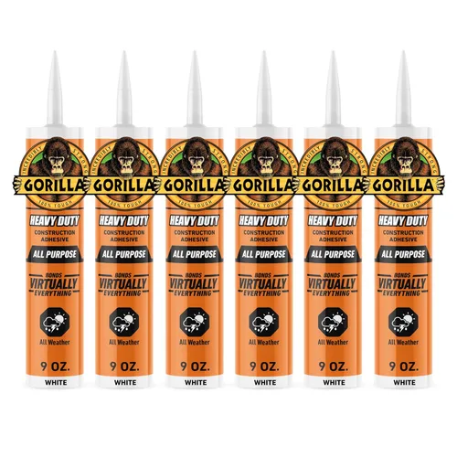 Miniatura 9 de Gorilla Adhesivo de construcción de gran potencia, pegamento blanco, tubo de compresión de 7 onzas (paquete de 1) - Relleno de espacios y resistente
