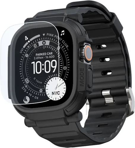 elkson Quattro Pro Series - Funda resistente para Apple Watch Ultra 3/2/1 de 1.929 in con protector de pantalla de vidrio templado, resistente para