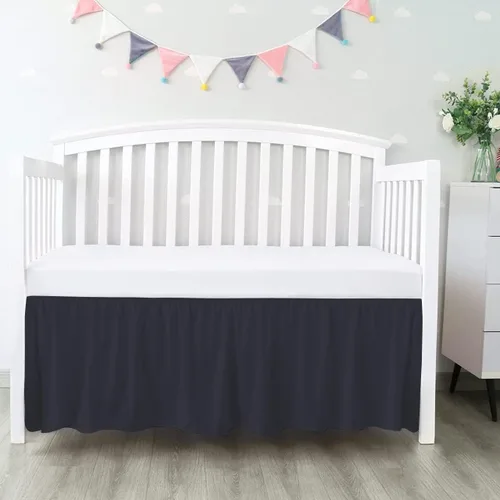 100% algodón egipcio, cuna de guardería infantil (24 x 38 + 10 pulgadas), falda de cuna de 800 hilos con volantes para polvo, faldas de ropa de cama