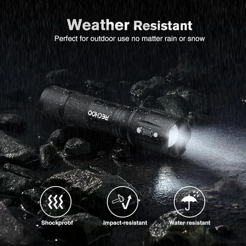 Miniatura 4 de RECHOO Paquete de 4 linternas LED, linternas pequeñas brillantes de alto lúmenes con 3 modos, mini linterna de bolsillo alimentada por batería, foco