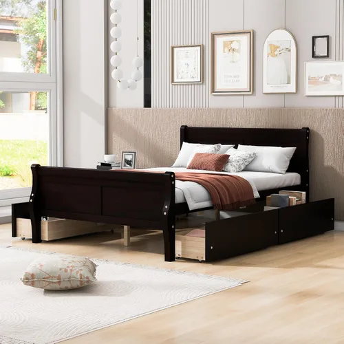 Miniatura 31 de Cama de plataforma de madera de tamaño individual con cabecera en forma de casa, soporte de listones de madera, para dormitorio de niños, niñas